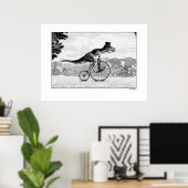 Poster Dinosaures sur bicyclettes - T-Rex (Bureau à domicile)