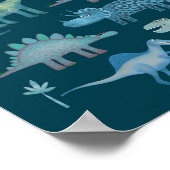Poster Dinosaures Vert foncé (Coin)