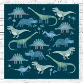 Poster Dinosaures vert foncé