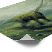 Poster Dinosaures vintages, Brachiosaurus Nager dans l'oc (Coin)