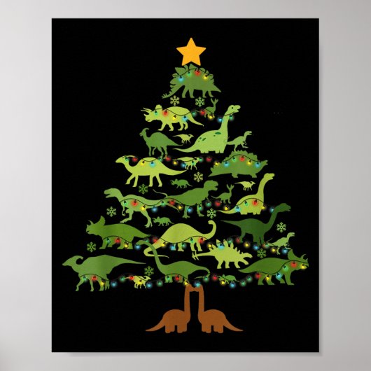 Poster Dinosaurs Christmas Kids Christmas Tree Funny Love (Devant)