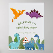 Poster Dinosaurs Crossing, Pterodactyl, Welcome Sign (Devant)