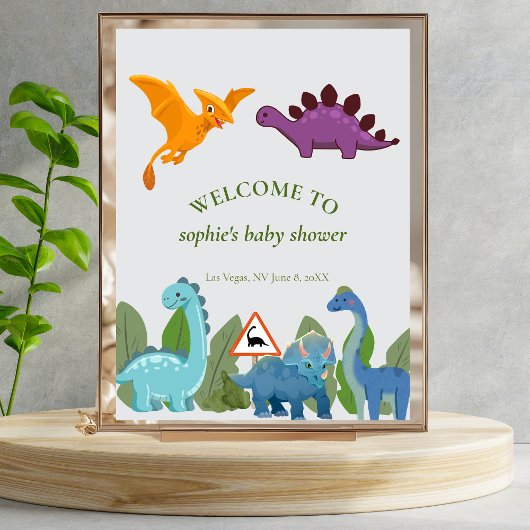 Poster Dinosaurs Crossing, Pterodactyl, Welcome Sign