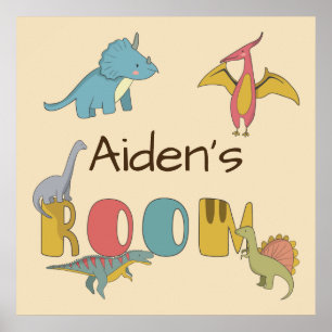 Poster Dinosaurs Kid's Name Personalized