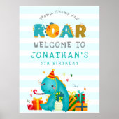 Poster Dinosaurs Stomp Chomp and roar birhtday boy (Devant)