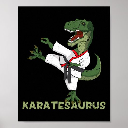 Poster Dinosaurus Karatéka Drôle Karatesaurus T-rex Graph (Devant)