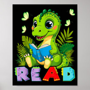 Poster Dinosaurus t rex dinosaure lecture drôle amateur d
