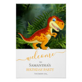 Poster DINOSUAR Anniversaire T Rex, or (Devant)