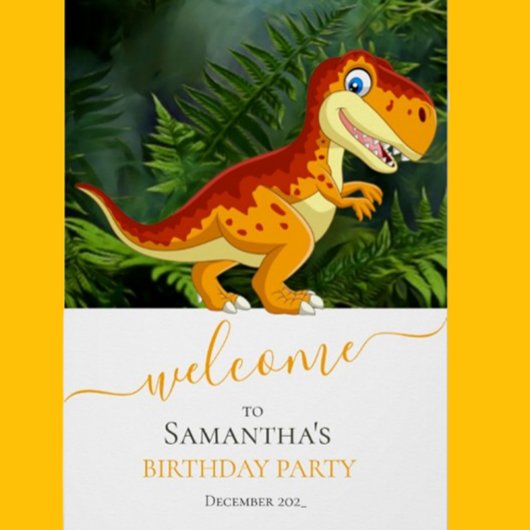 Poster DINOSUAR Anniversaire T Rex, or
