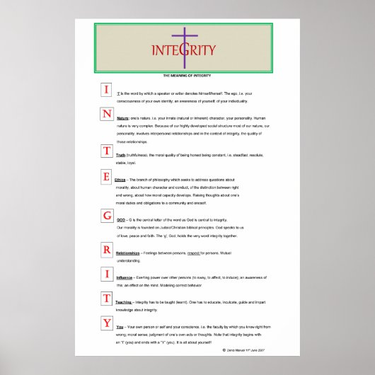 POSTER D'INTÉGRITÉ (Devant)