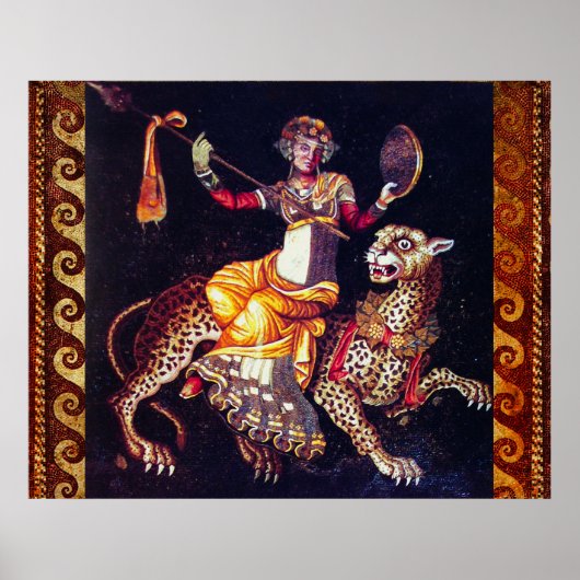 Poster DIONYSOS AVEC UNE LANCE CHEVAUCHANT UN LÉOPARD Mos (Devant)