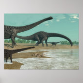 Poster Diplodocus dinosaurs herd - 3D render (Devant)