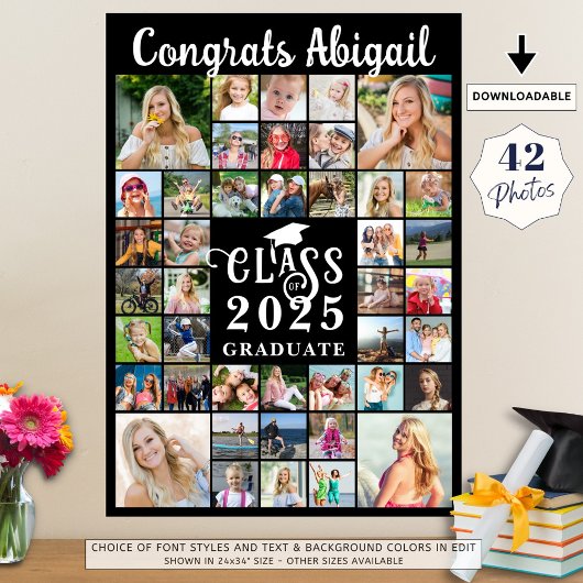Poster Diplôme 42 Collage de photos Script Classe Année