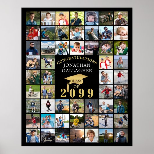Poster Diplôme 55 Collage de photos Cap noir or (Devant)