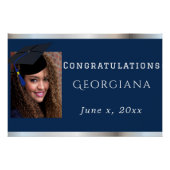 Poster Diplôme Bleu Nuit Satin Argenté Cap Grad (Devant)