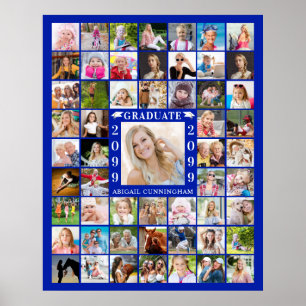 Poster Diplôme Bleu Royal 55 Collage Photo Personnalisé