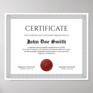 Poster Diplôme Classique Élégant Certificat sceau de cire