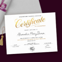 Diplôme de base de certificat d'or classe Logo 