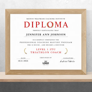 Poster Diplôme de fin d'études classique blanc et rouge n