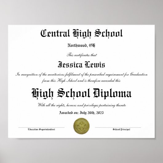 Poster Diplôme de fin d'études secondaires (Devant)