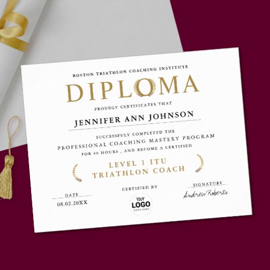 Poster Diplôme de fin d'études Simple Chic Blanc Récompen