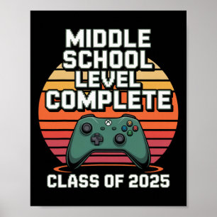 Poster Diplômé de joueur drôle Cl de 2025 Style Rétro Enf