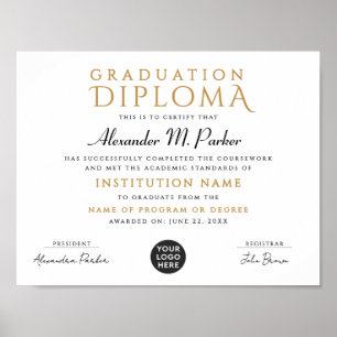 Poster Diplôme de Logo Classique Noir Chic Gold School