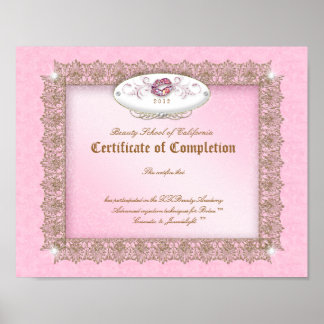Poster Diplôme de maquillage Certificat d'achèvement Lèvr