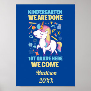 Poster Diplômé de maternelle Licorne 1re année