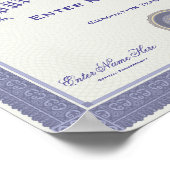 Poster Diplôme d'études faux Votre texte (Coin)