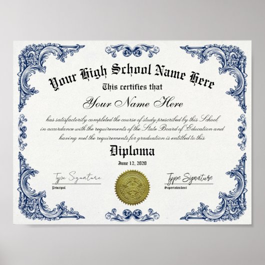 Poster Diplôme d'études secondaires, certificat GED (Devant)