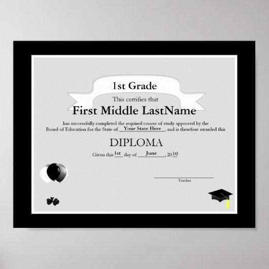 Poster Diplôme d'études supérieures noir et blanc (Devant)
