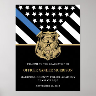 Poster Diplôme d'officier de police Ligne bleue Drapeau B