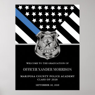 Poster Diplôme d'officier de police Ligne bleue Drapeau B