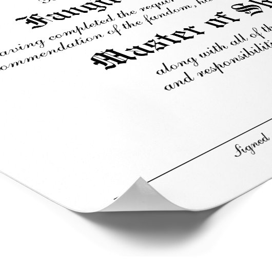 Poster Diplôme Fandom personnalisé (Coin)