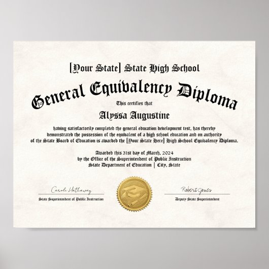 Poster Diplôme général d'équivalence d'études secondaires (Devant)