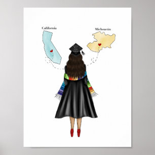 Poster Diplômé latin avec deux États