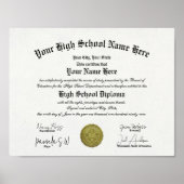 Poster Diplôme lycée encadré classique (Devant)