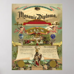 Poster Diplôme maçonnique de F&AM