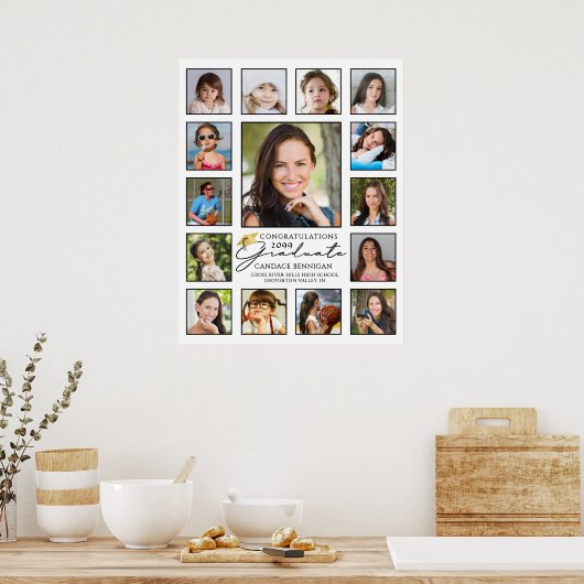 Poster Diplômé manuscrit Script 15 Photo Collage (Cuisine)