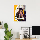 Poster Diplôme photo de cadre courbe jaune (Bureau à domicile)