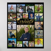 Poster Diplômée 19 Photo Gold Brush Typographie Noir (Devant)