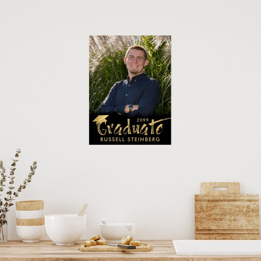 Poster Diplômée Photo Gold Brush Typographie (Cuisine)