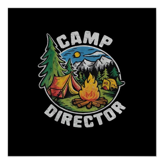 Poster Directeur de camp rétro Camping Camp d'été Drôle d (Devant)