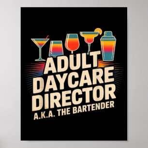 Poster Directeur de crèche pour adultes drôle alias l'hum