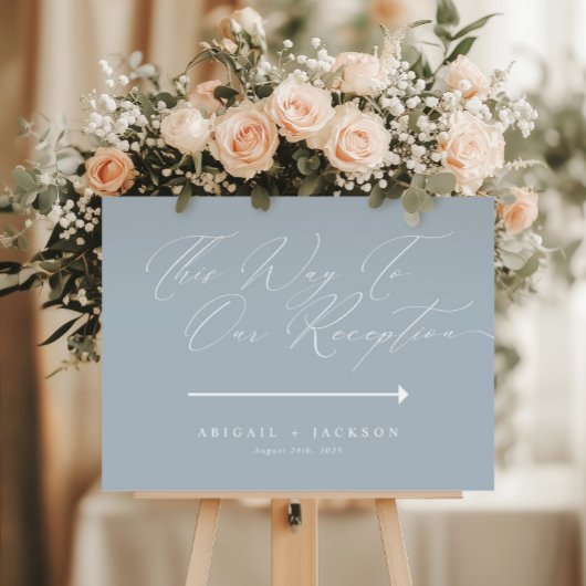 Poster Direction de réception de mariage moderne bleu, pa