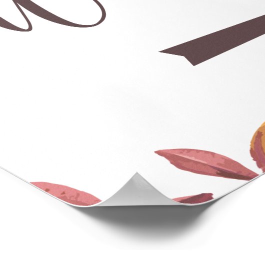 Poster direction mariage panneau flèche droite rouge auto (Coin)