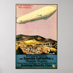Poster Dirigeable de zeppelin de Luftschiff au-dessus