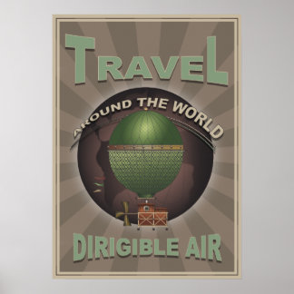 Poster Dirigeant Air Steampunk Voyage Vintage Monde