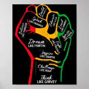Poster Dirigeants noirs inspirants poing levé main noire